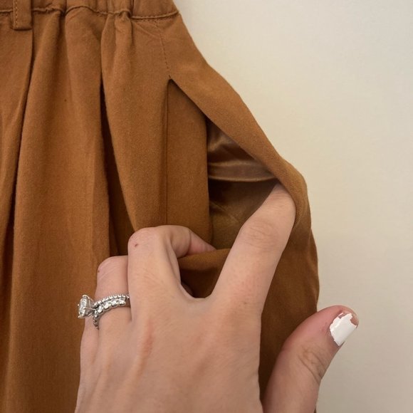 COMME Toi Lined Midi Camel Skirt Size Medium - Picture 7 of 8